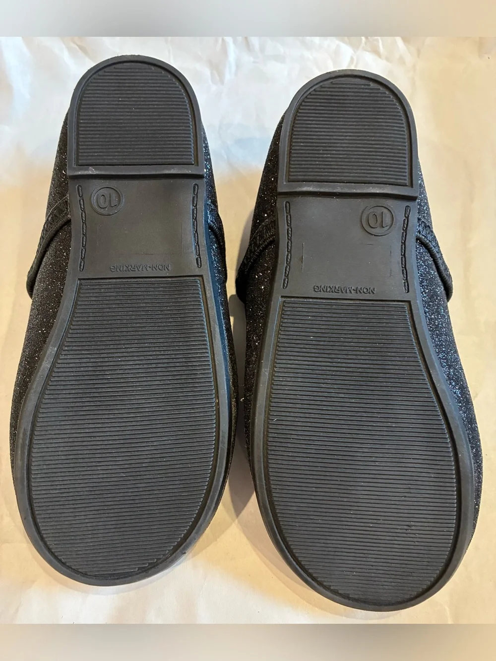 Girls Size 10 Black Glitter Mary Jane Flats Dress Shoes Sparkle